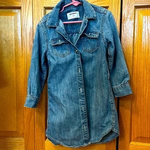 Of navy girls 5.  Worn once. Jean dress.